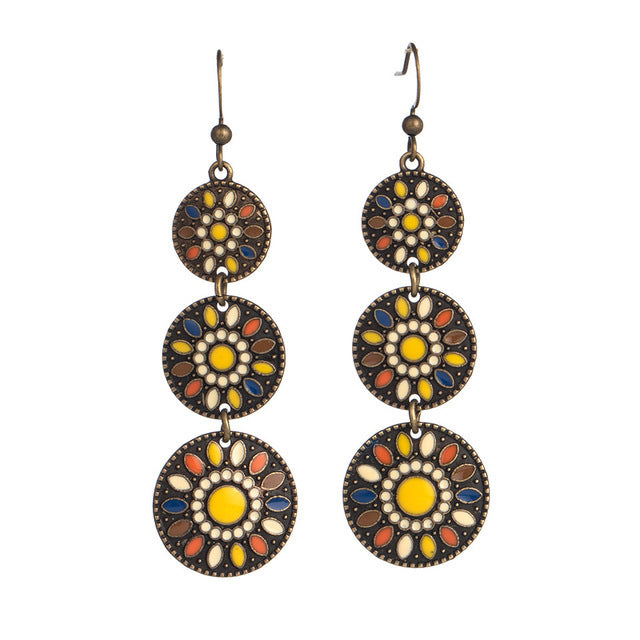 Wholesale Bohemian Drip Oil Alloy Earrings